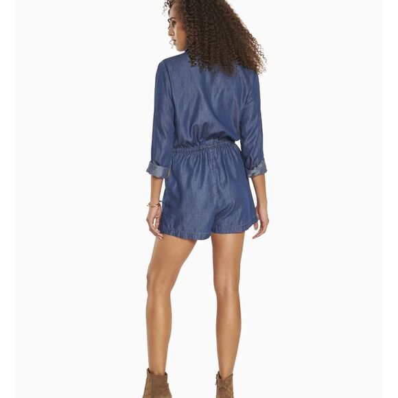 Michael Kors dark indigo long sleeves chambray romper size S - Picture 1 of 10